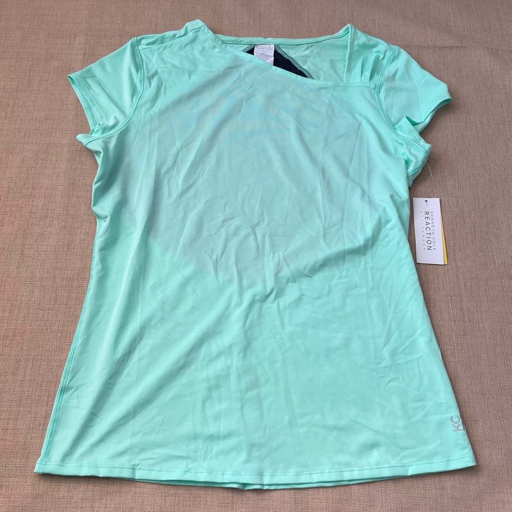 KC Reaction Mint & Black Mesh Active Short Sleeve Tee Top